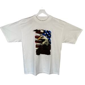Vintage Single Stitch Bald Eagle American Flag T Shirt Made in USA - Adult XL